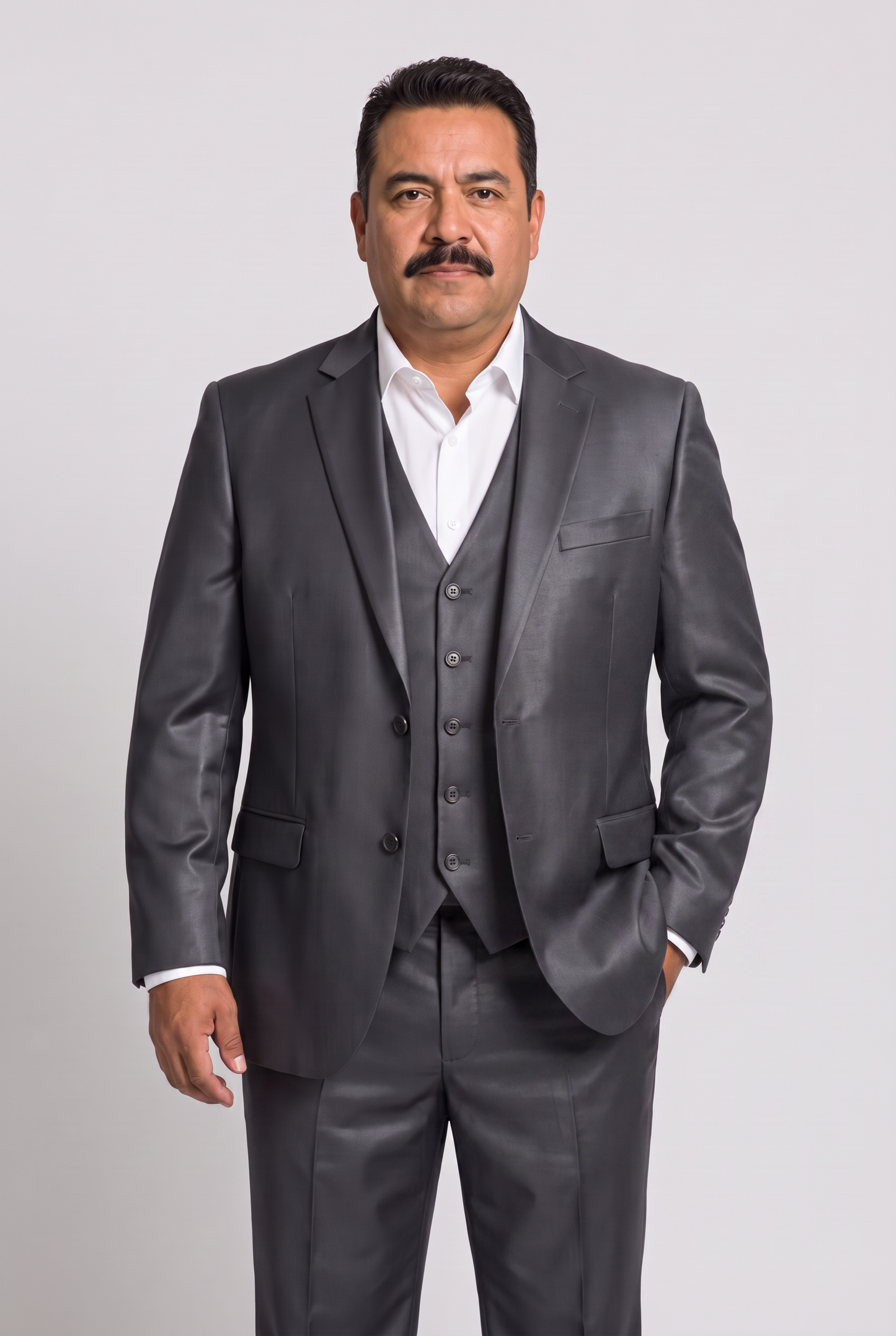Colete Plus Size Slim Italiano Poliviscose - Grafite