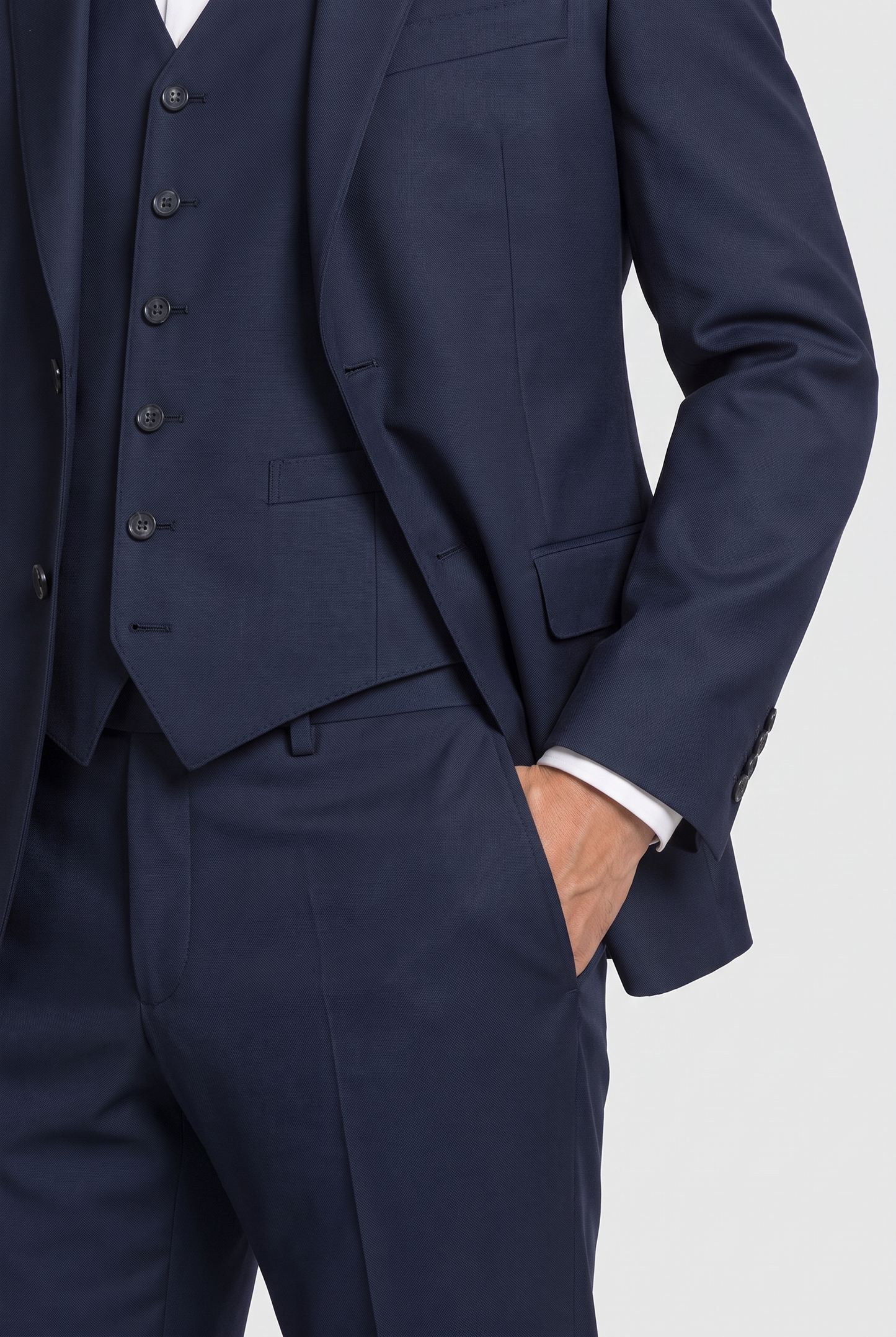 Colete Lã Fria Azul Marinho - torso