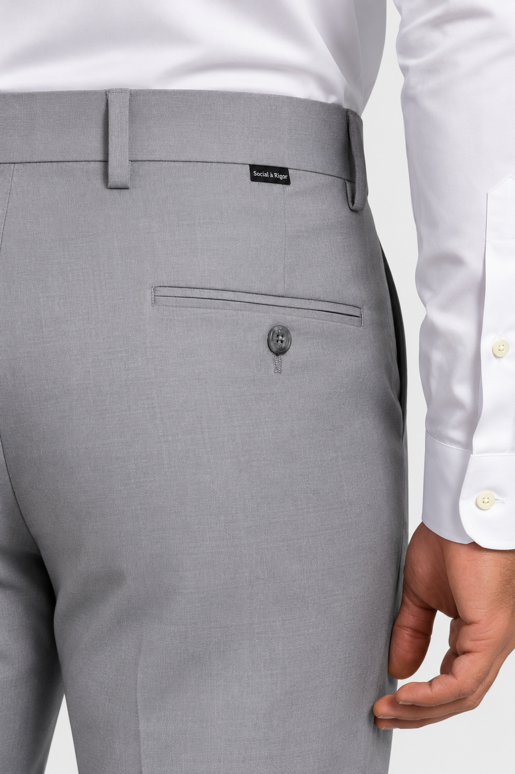 Calça Regular Italiano Microfibra - Cinza Claro