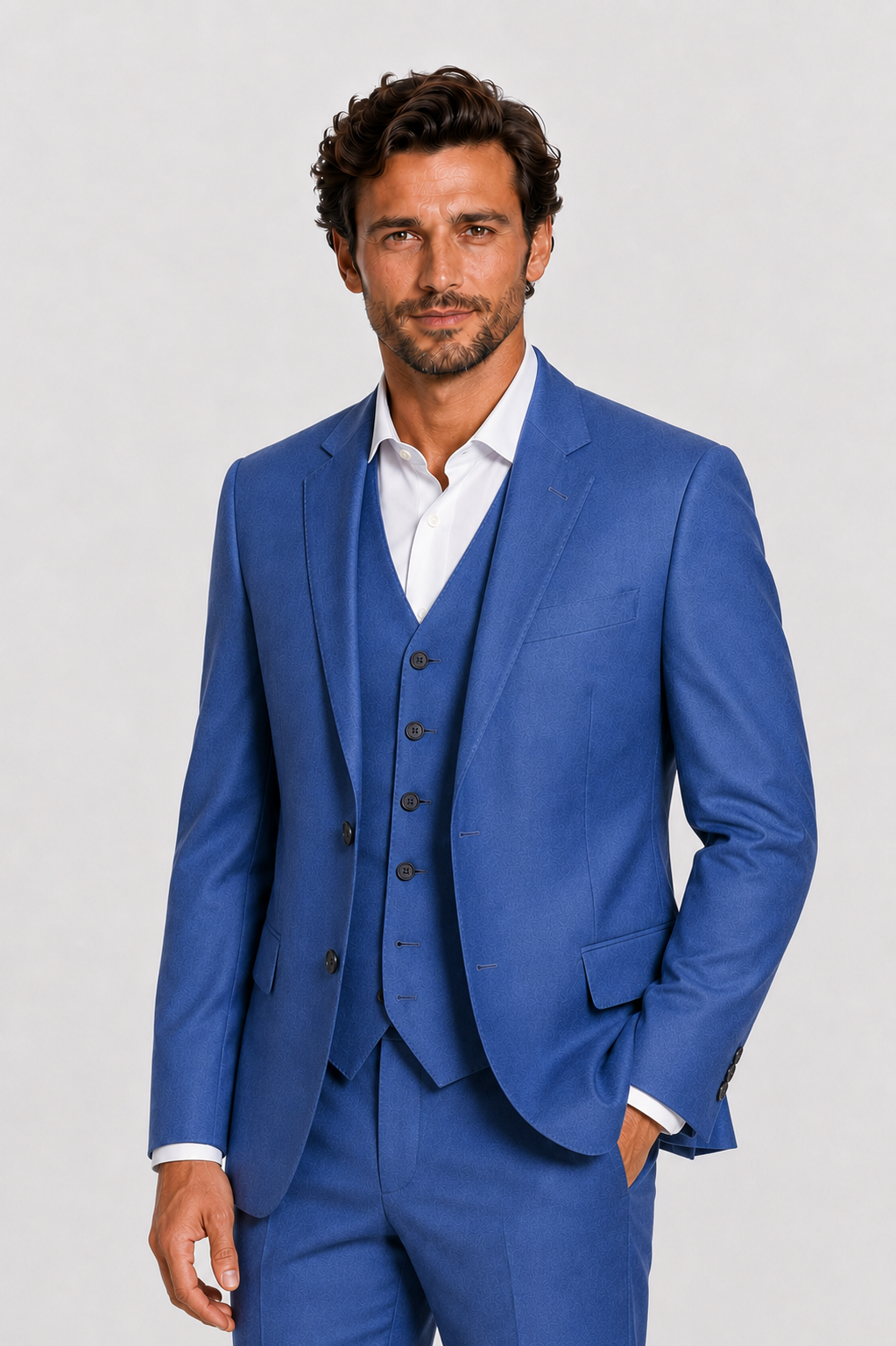Terno Slim Italiano Poliviscose - Azul Índico