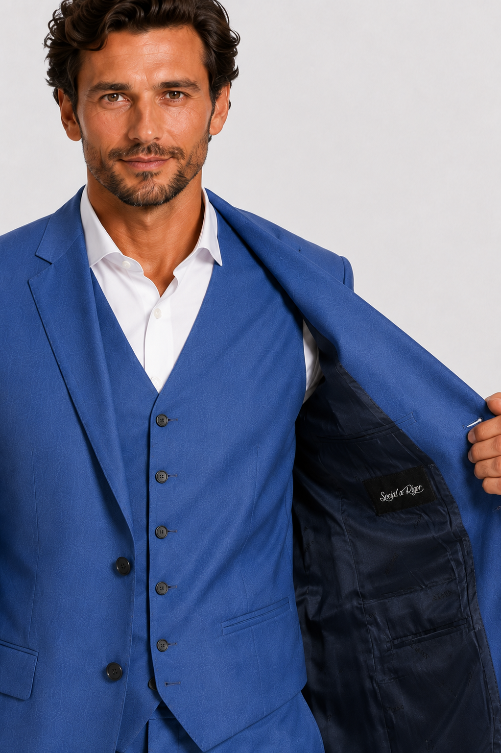 Terno Slim Italiano Poliviscose - Azul Índico