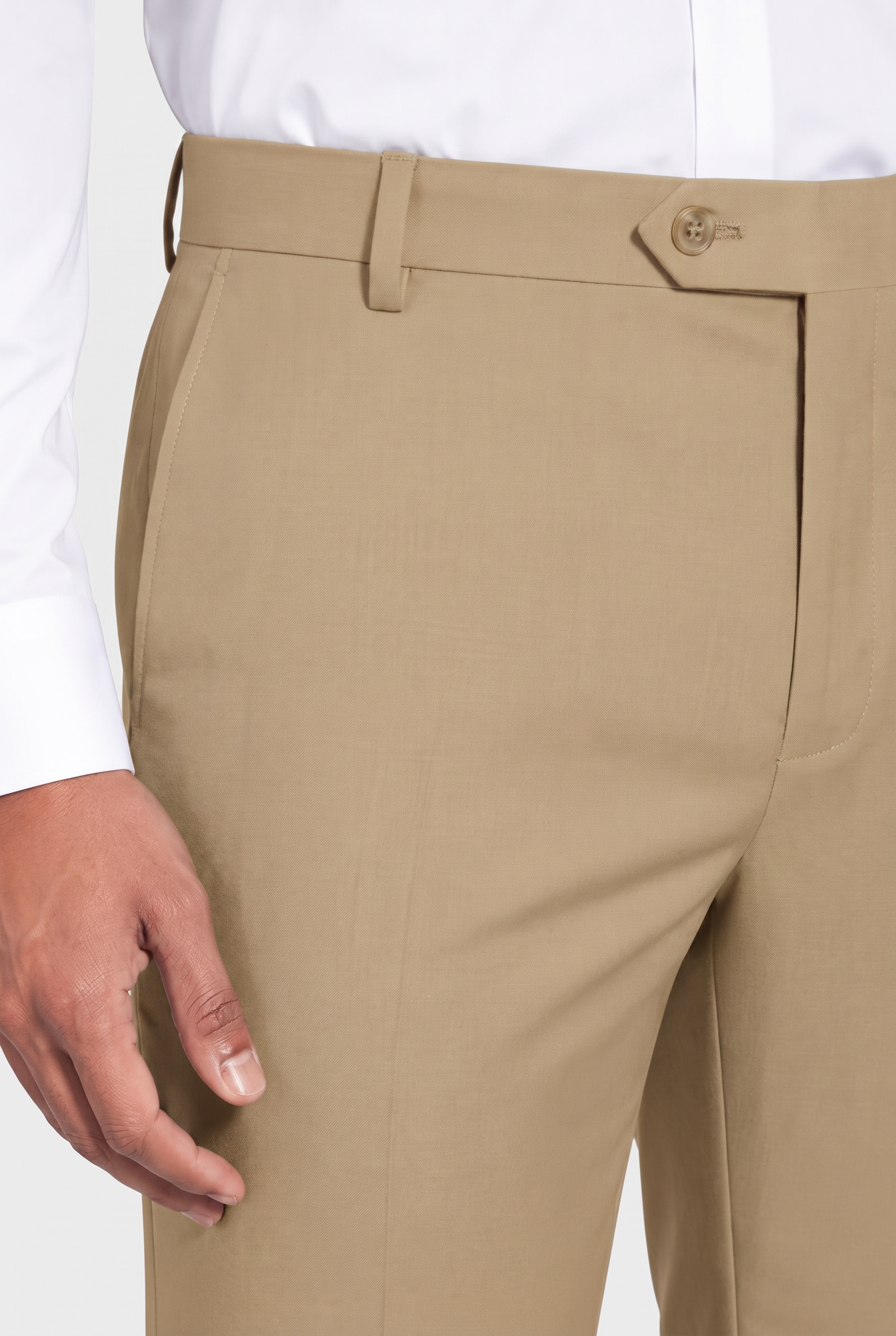 Calça Regular Italiano Microfibra Cáqui - detalhe