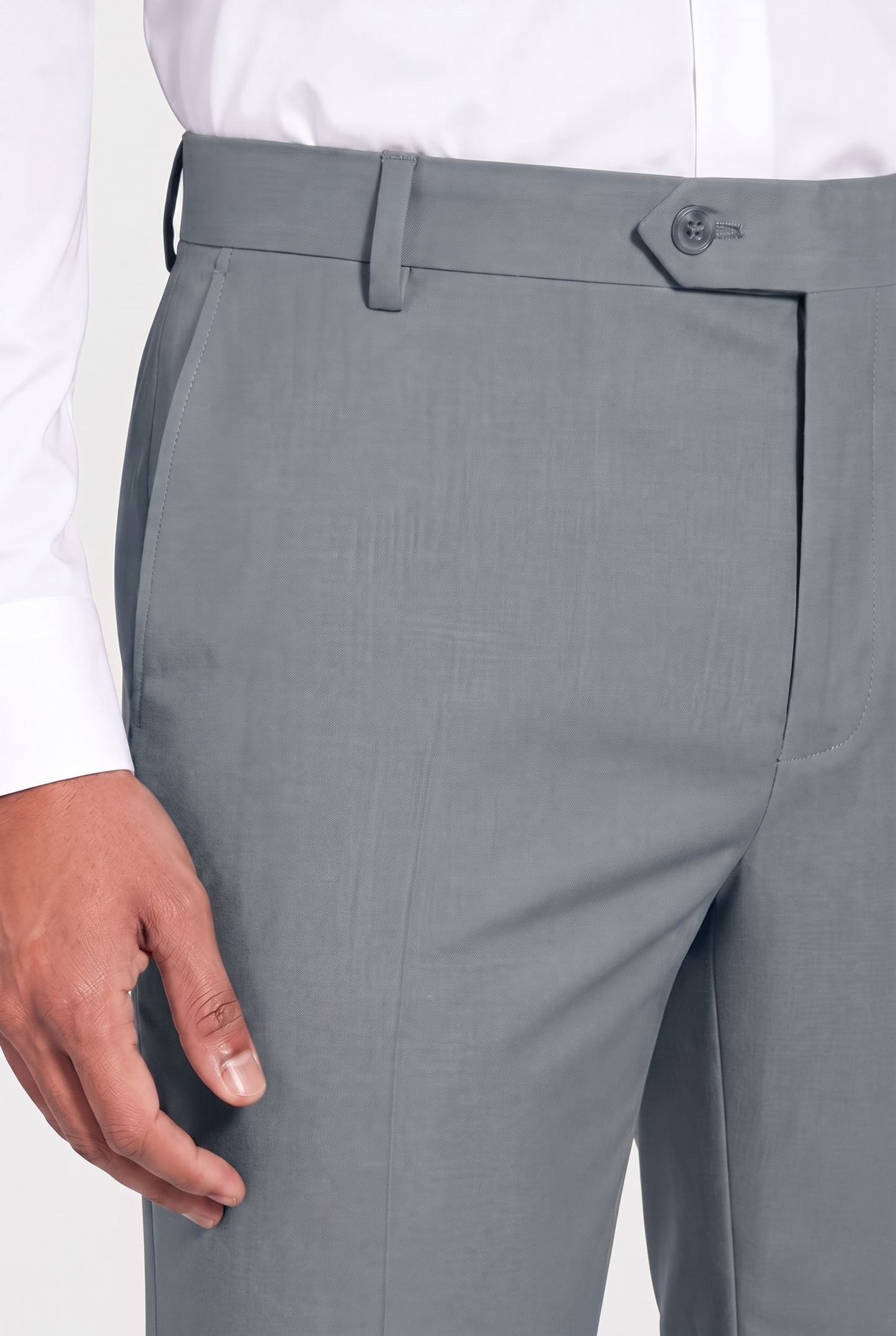 Calça Regular Italiano Microfibra Cinza Aço - detalhe