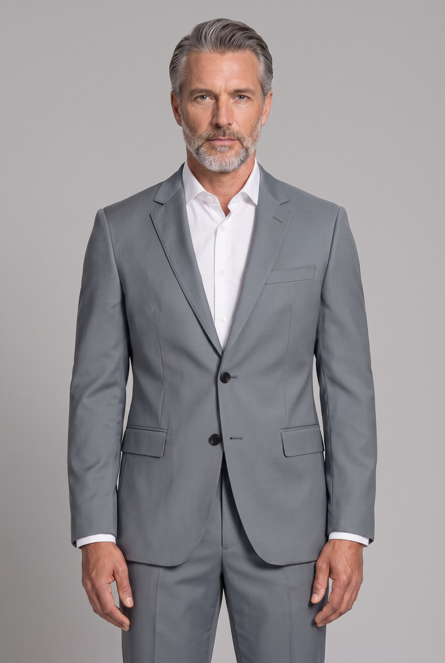 Costume Regular Italiano Microfibra Cinza Aço