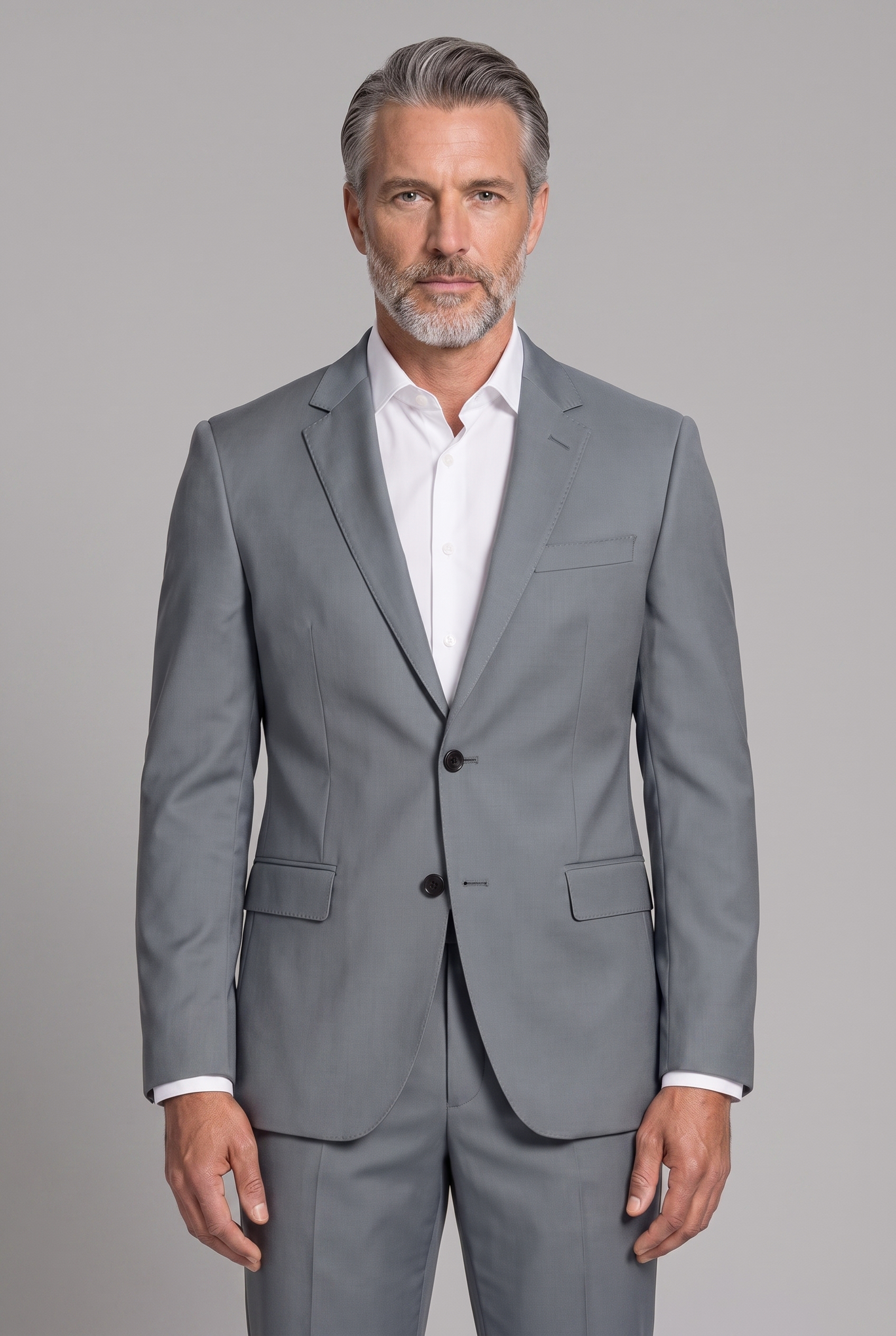 Costume Regular Italiano Microfibra Cinza Aço