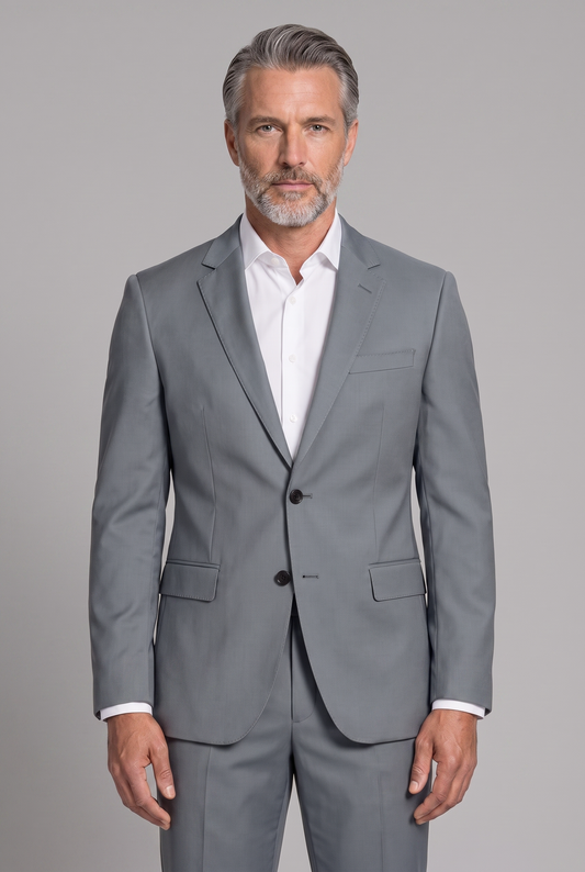Costume Regular Italiano Microfibra Cinza Aço