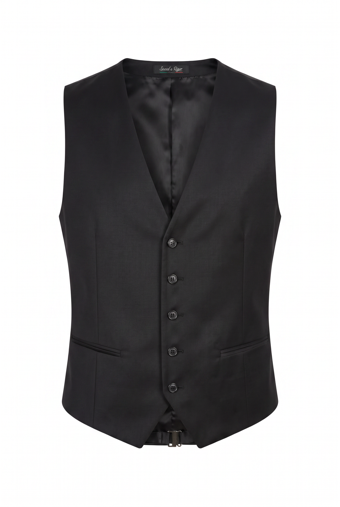 Colete Slim Italiano Poliviscose Preto - produto com etiqueta Social à Rigor