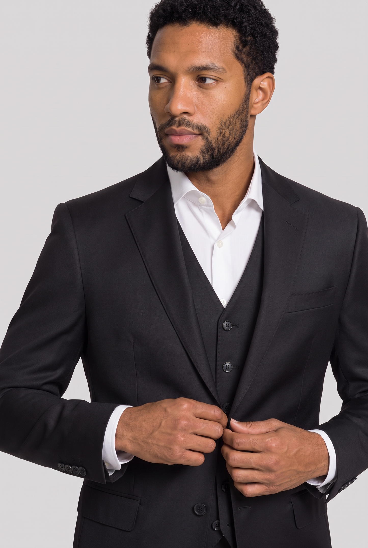Blazer Slim Italiano Poliviscose Preto