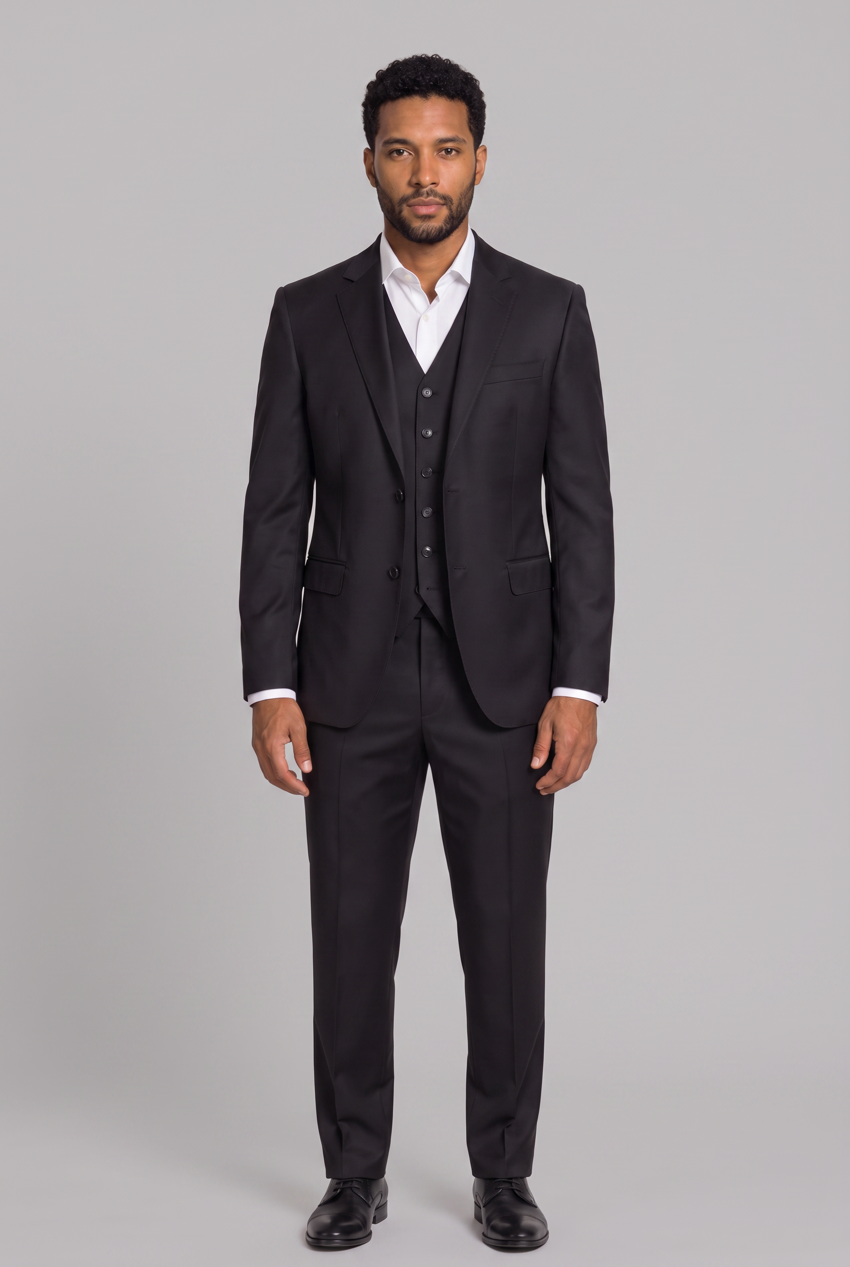 Terno Slim Italiano Poliviscose Preto - close
