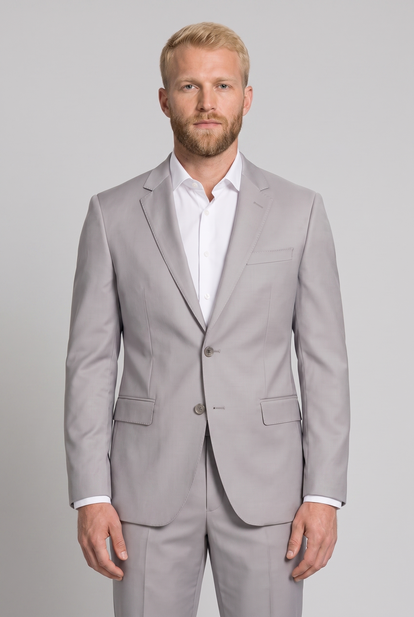 Costume Slim Italiano Poliviscose Cinza Claro