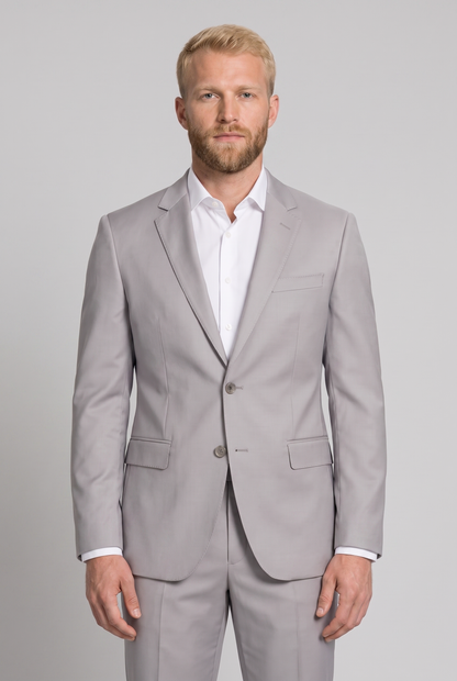 Costume Slim Italiano Poliviscose Cinza Claro