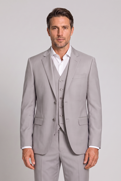 Terno Slim Italiano Poliviscose Cinza Claro
