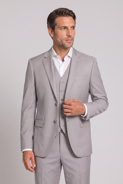 Terno Slim Italiano Poliviscose Cinza Claro