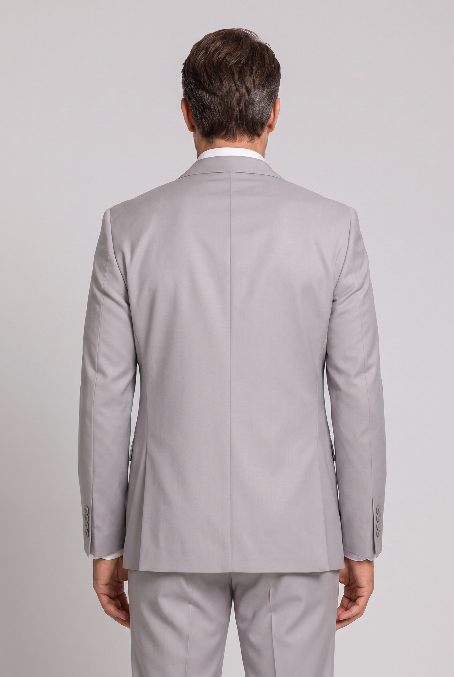 Terno Slim Italiano Poliviscose Cinza Claro - detalhe