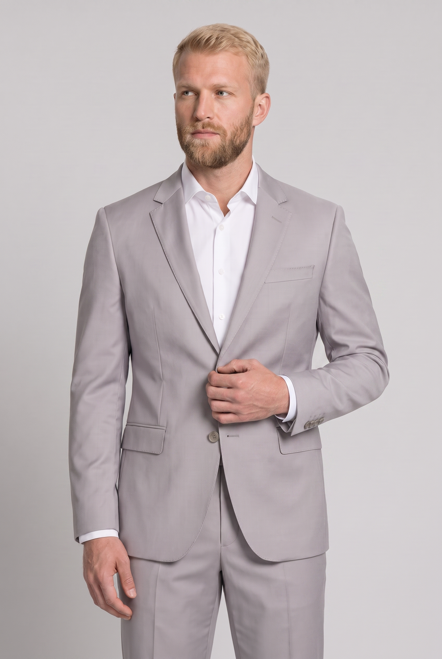 Costume Slim Italiano Poliviscose Cinza Claro