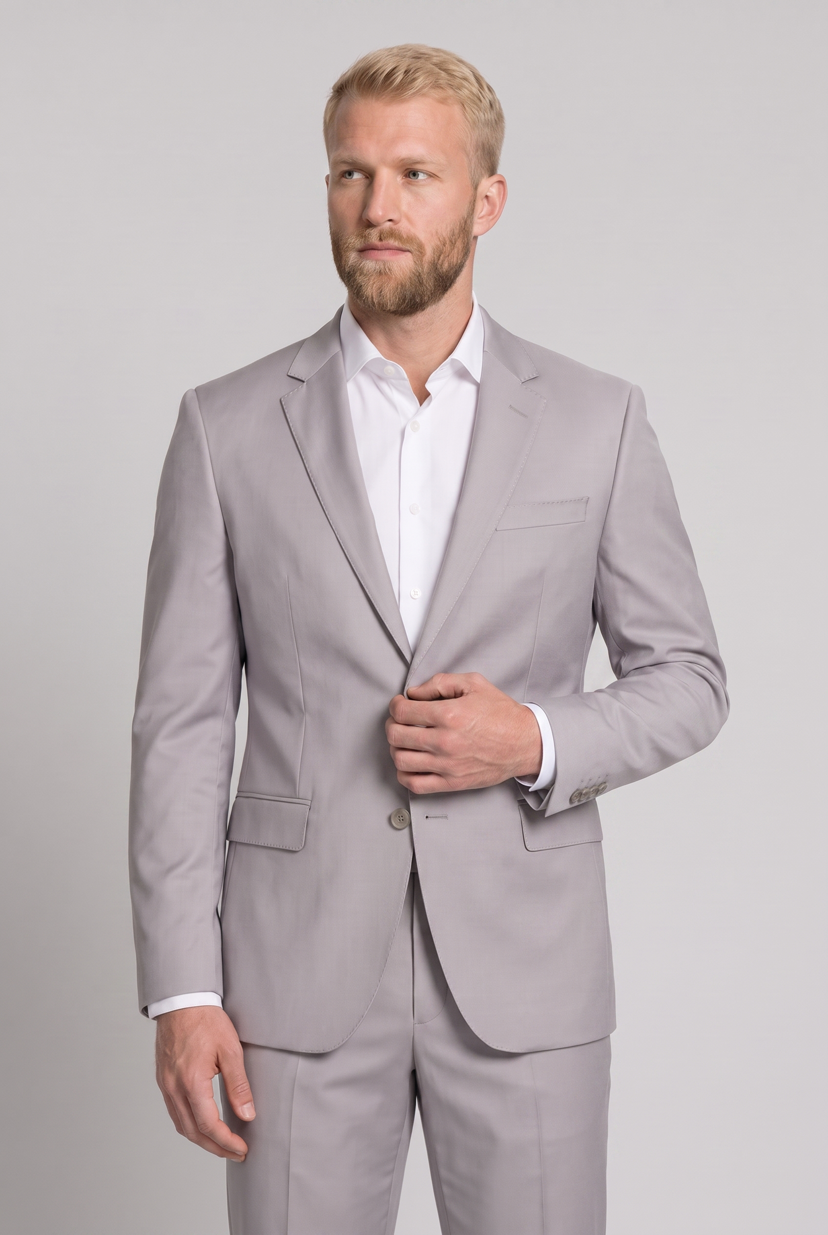 Costume Slim Italiano Poliviscose Cinza Claro