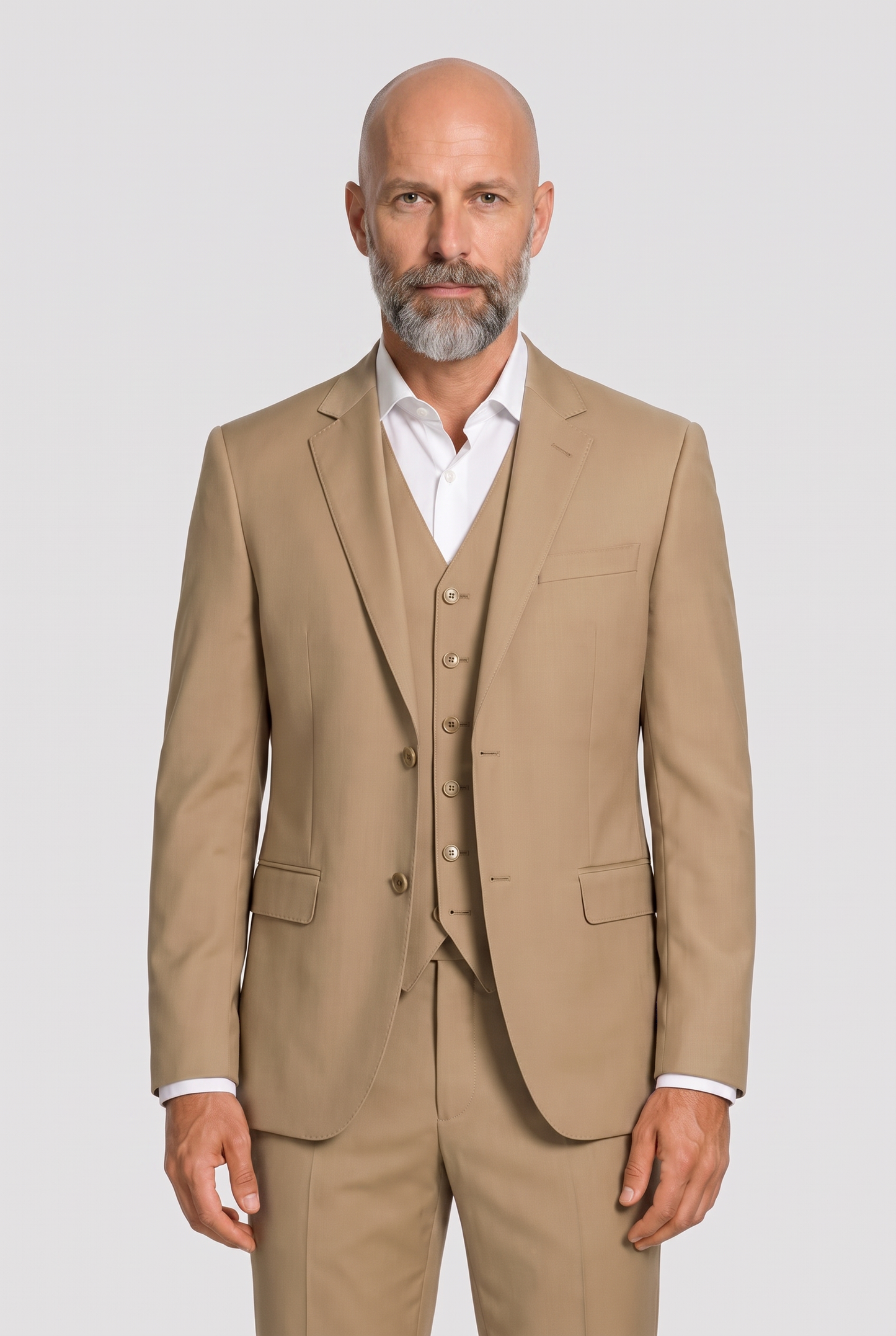 Colete Slim Poliviscose Cáqui - look completo