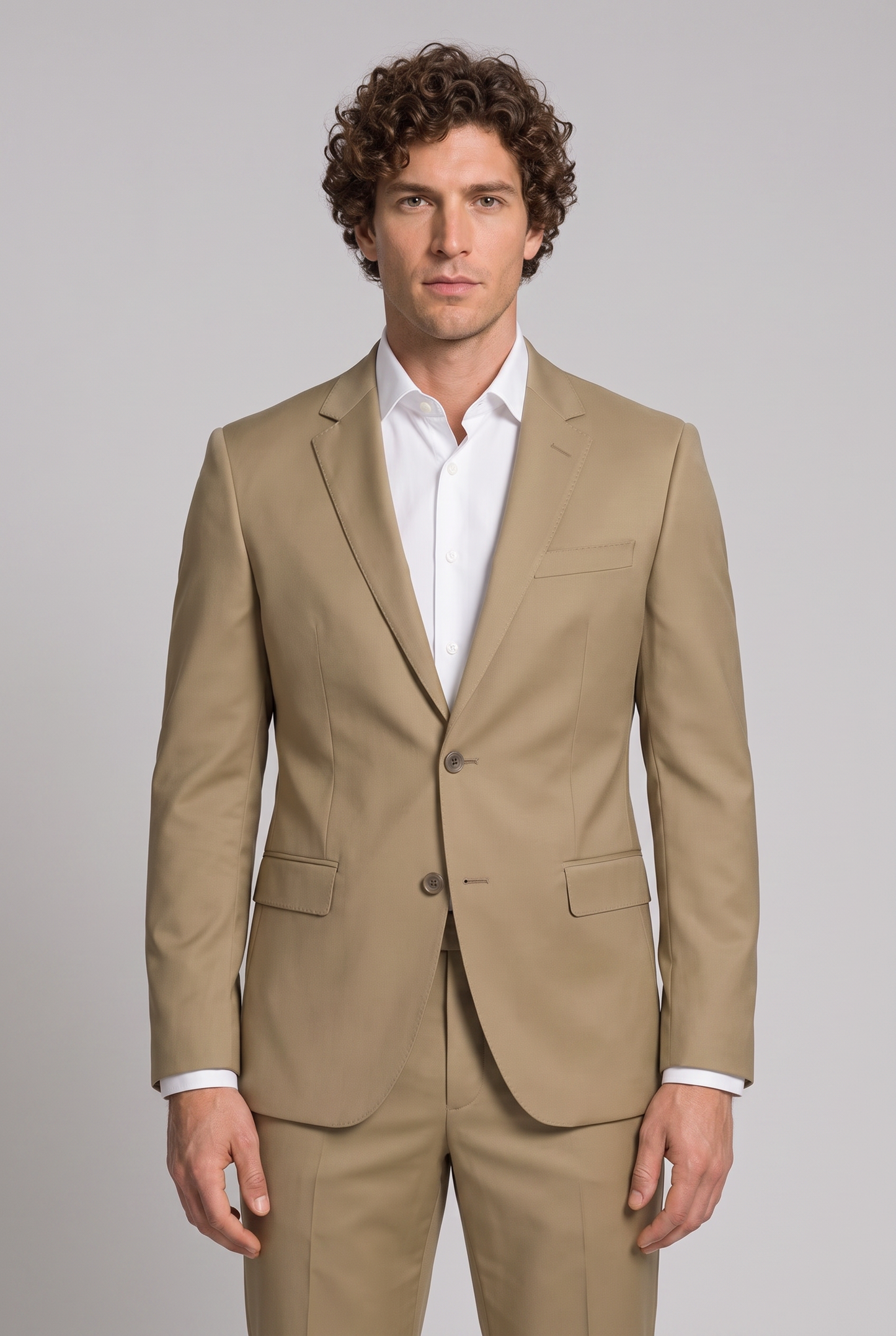 Costume Slim Italiano Poliviscose Cáqui