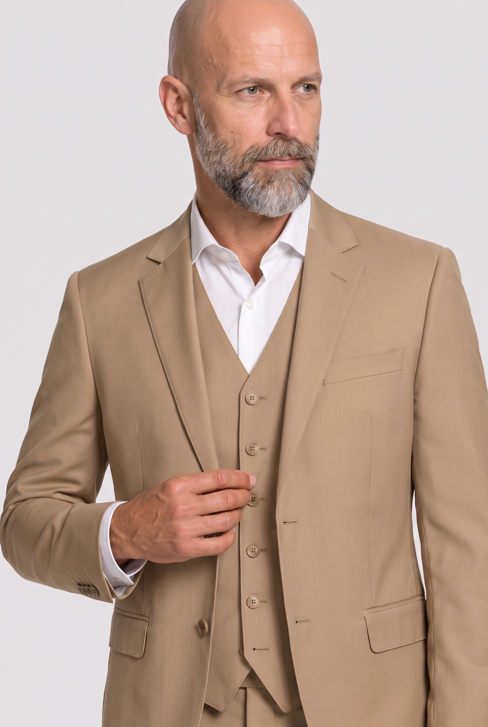 Colete Slim Poliviscose Cáqui - detalhe