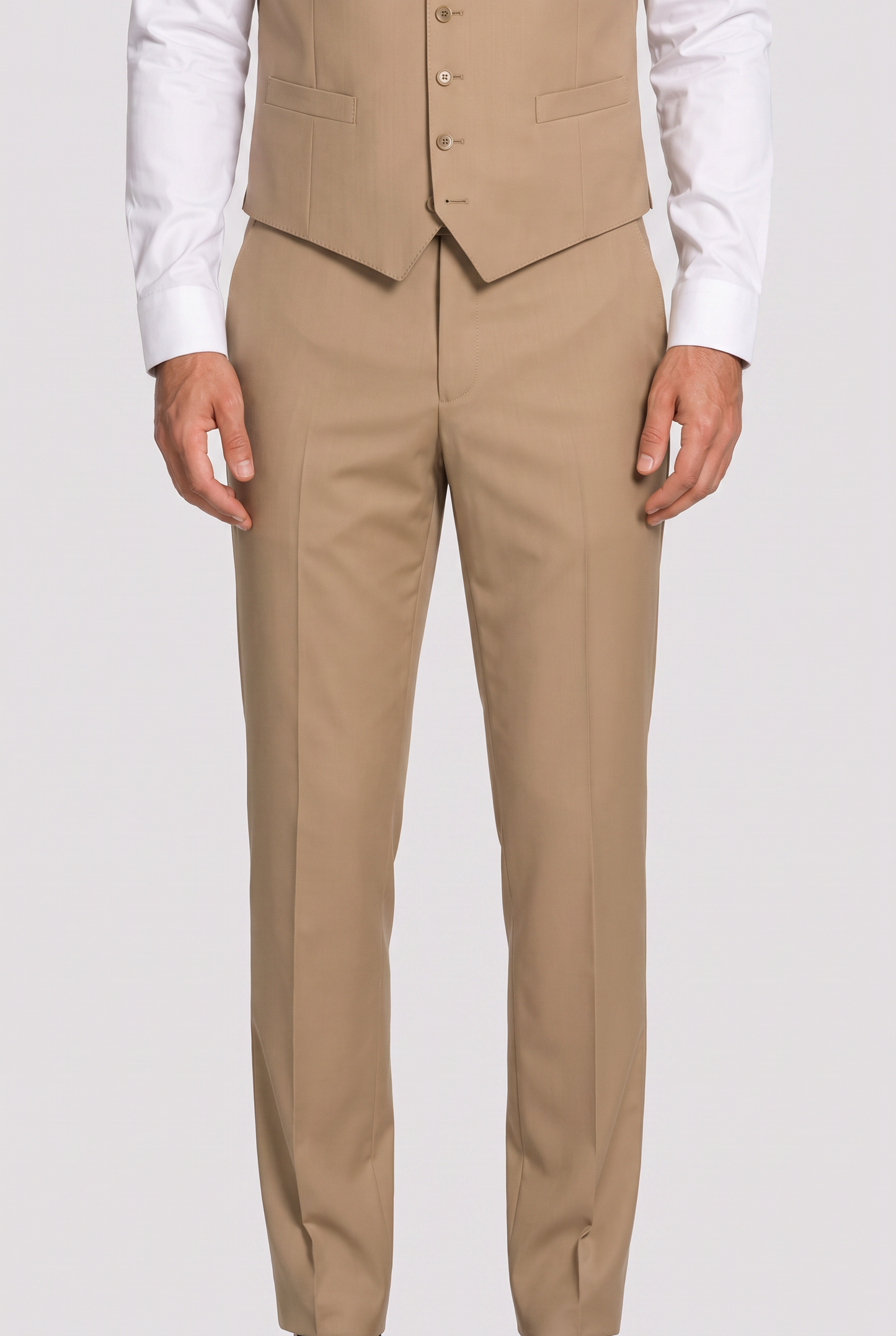 Terno Slim Italiano Poliviscose Cáqui - detalhe