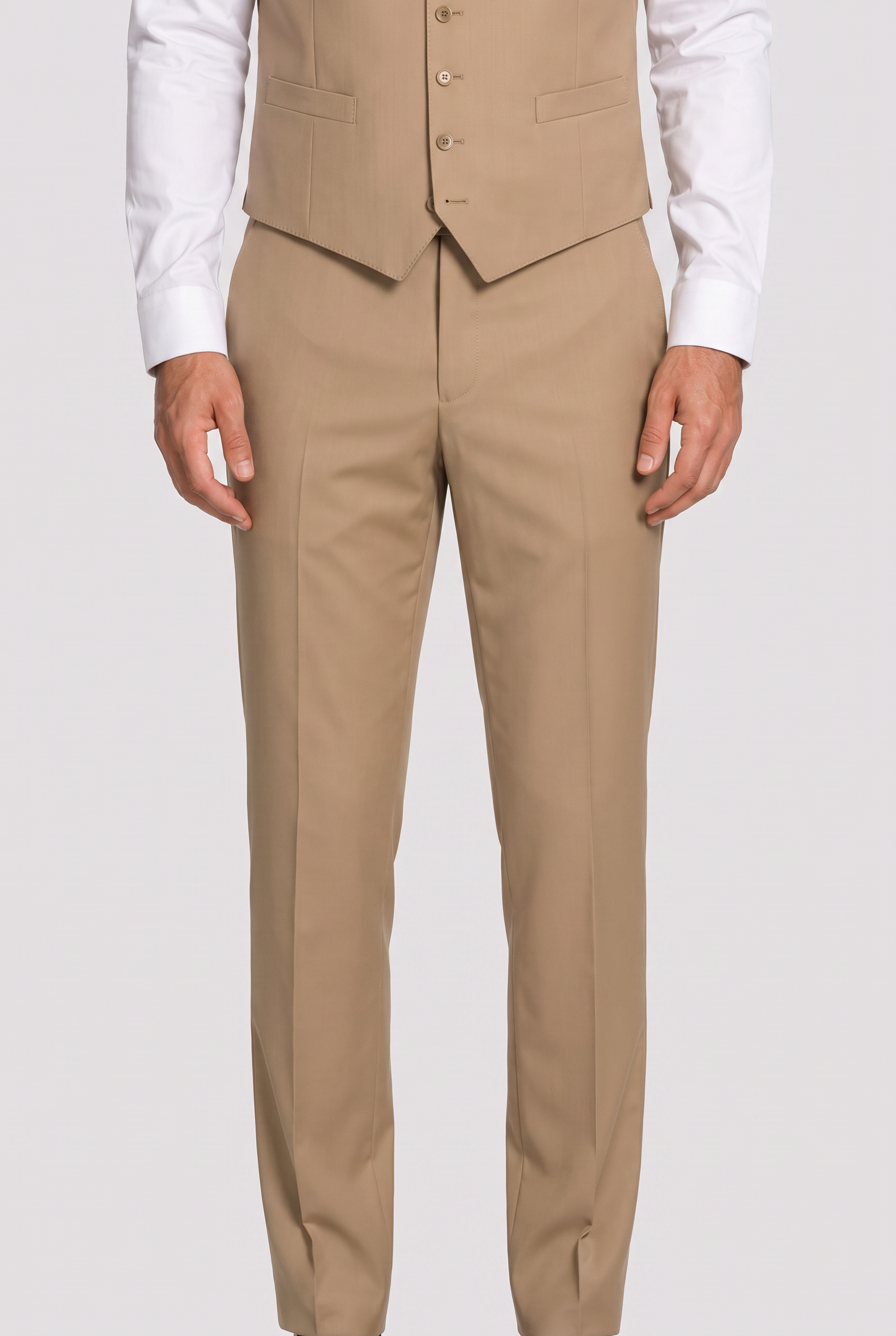 Terno Slim Italiano Poliviscose Cáqui - detalhe
