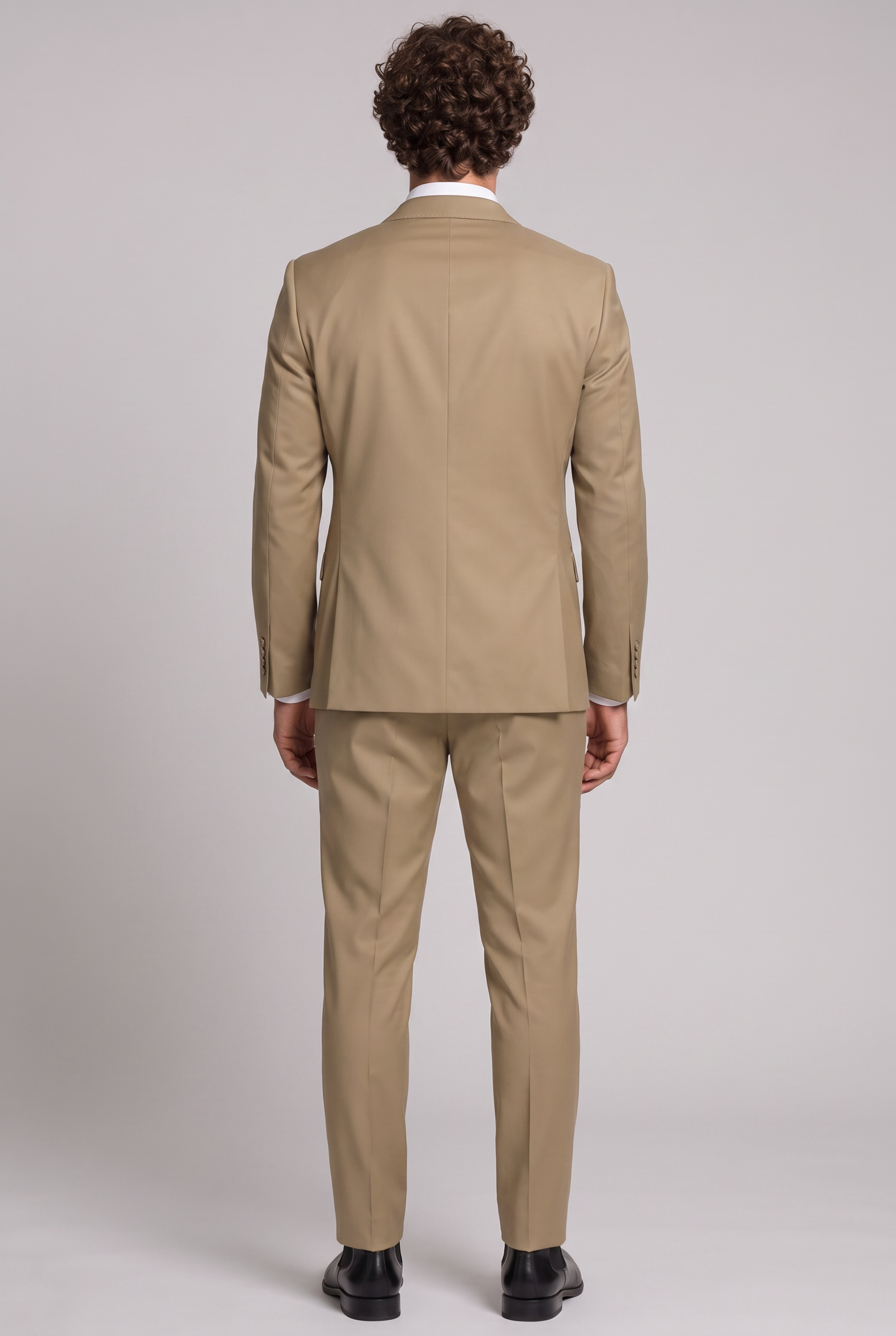 Costume Slim Italiano Poliviscose Cáqui - detalhe