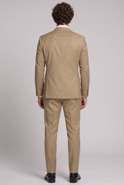 Costume Slim Italiano Poliviscose Cáqui - detalhe