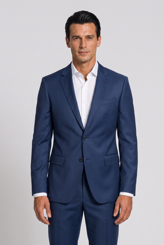 Costume Slim Italiano Poliviscose Azul Índico