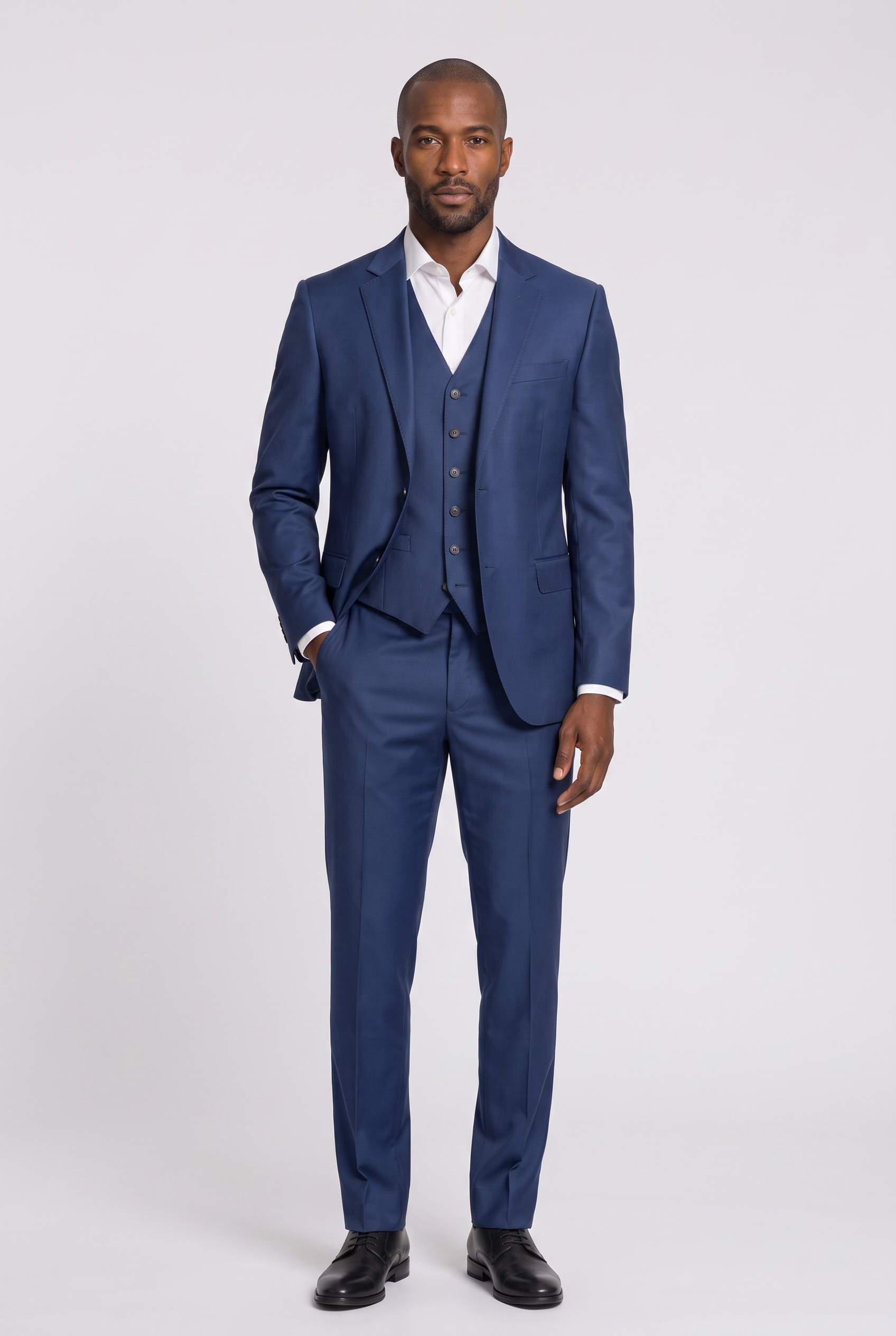 Colete Slim Poliviscose Azul Índico - corpo inteiro
