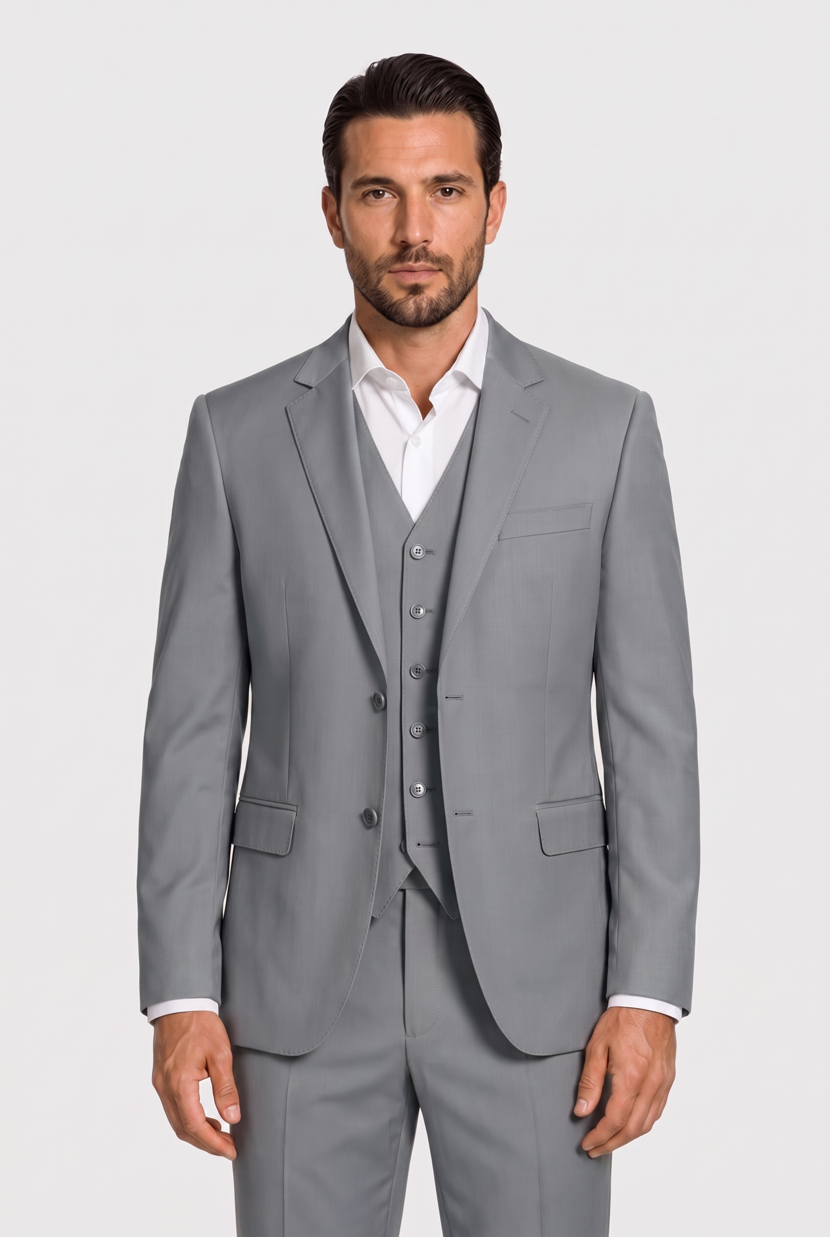 Colete Slim Poliviscose Cinza Aço - look completo