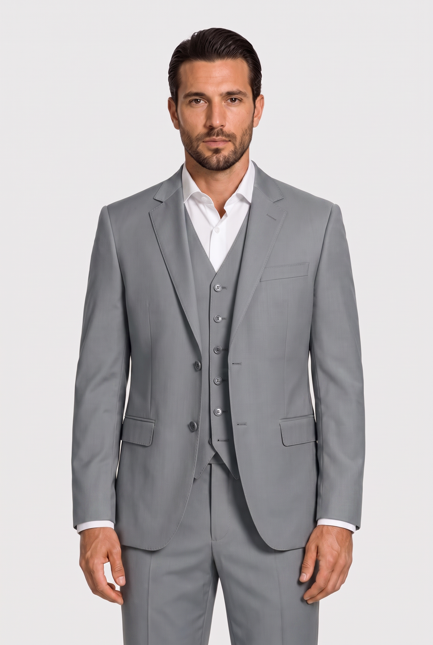 Terno Slim Italiano Poliviscose Cinza Aço