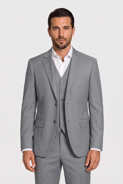 Terno Slim Italiano Poliviscose Cinza Aço