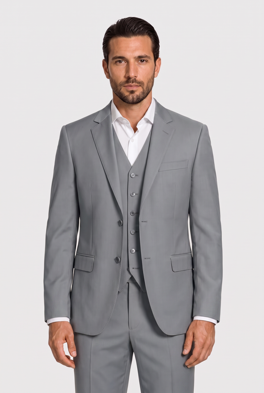 Terno Slim Italiano Poliviscose Cinza Aço
