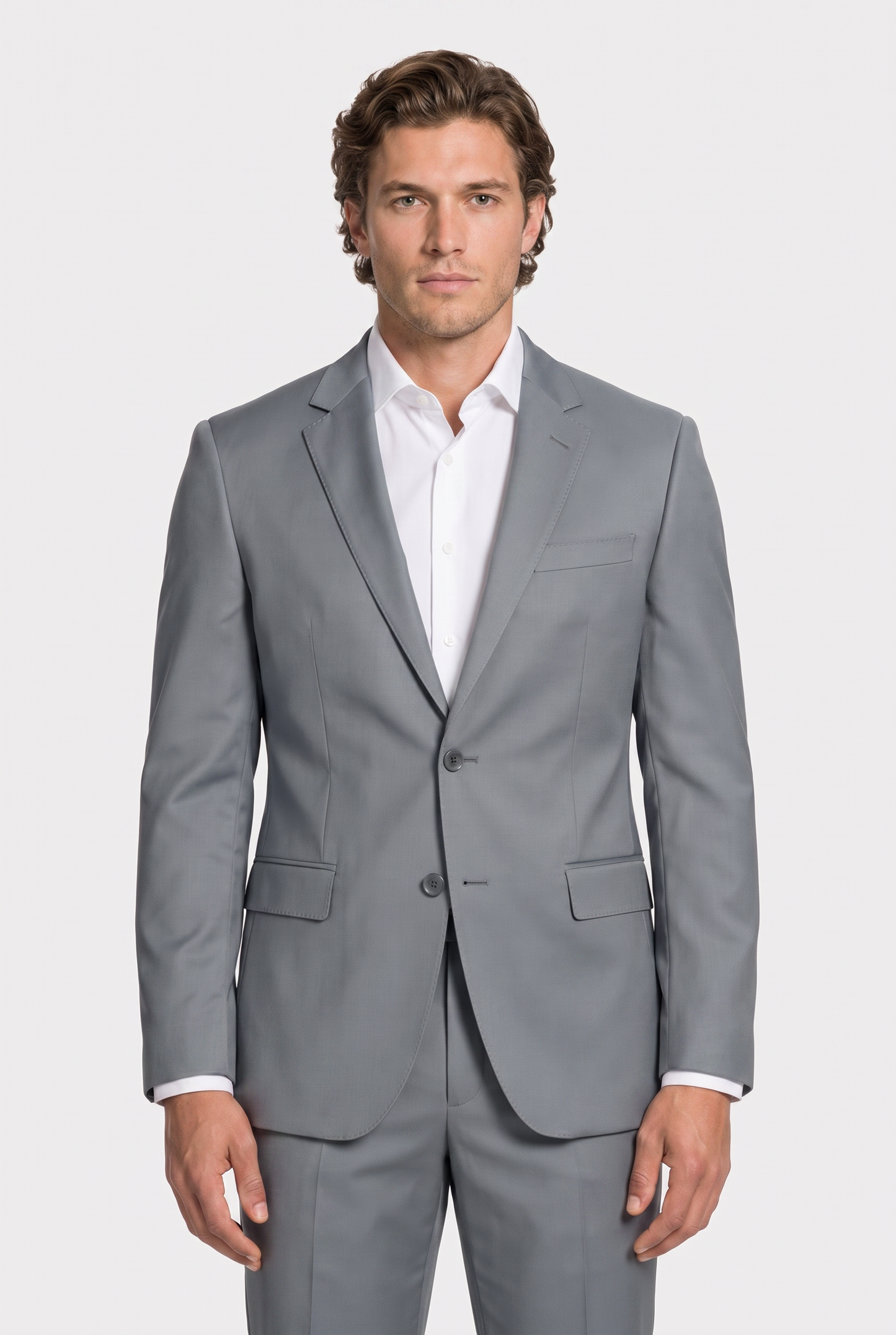 Costume Slim Italiano Poliviscose Cinza Aço