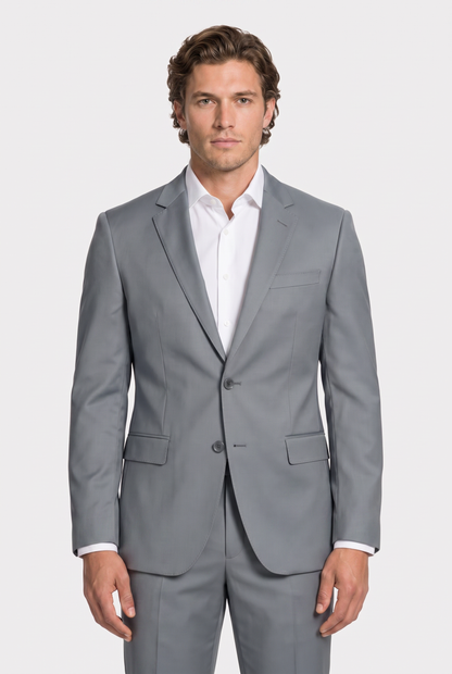 Costume Slim Italiano Poliviscose Cinza Aço