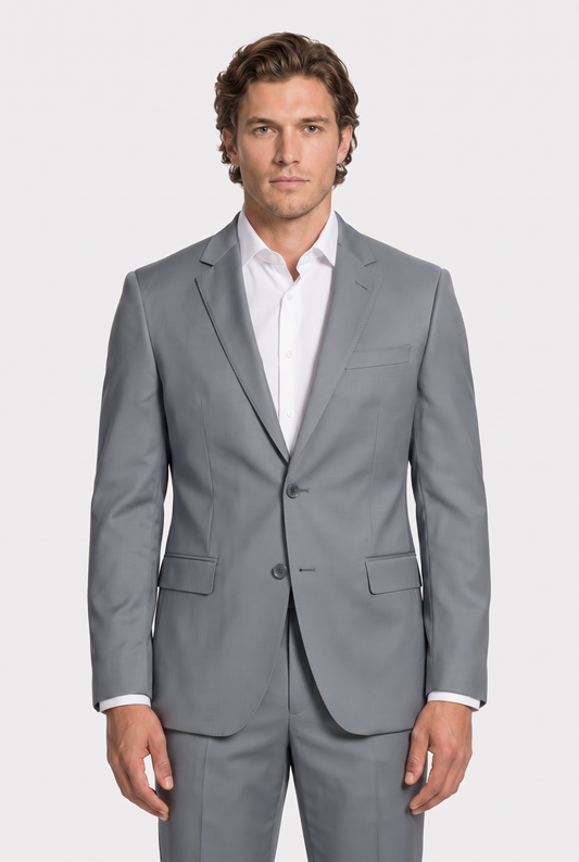 Costume Slim Italiano Poliviscose Cinza Aço