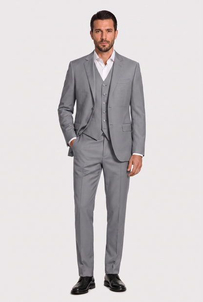 Colete Slim Poliviscose Cinza Aço - corpo inteiro