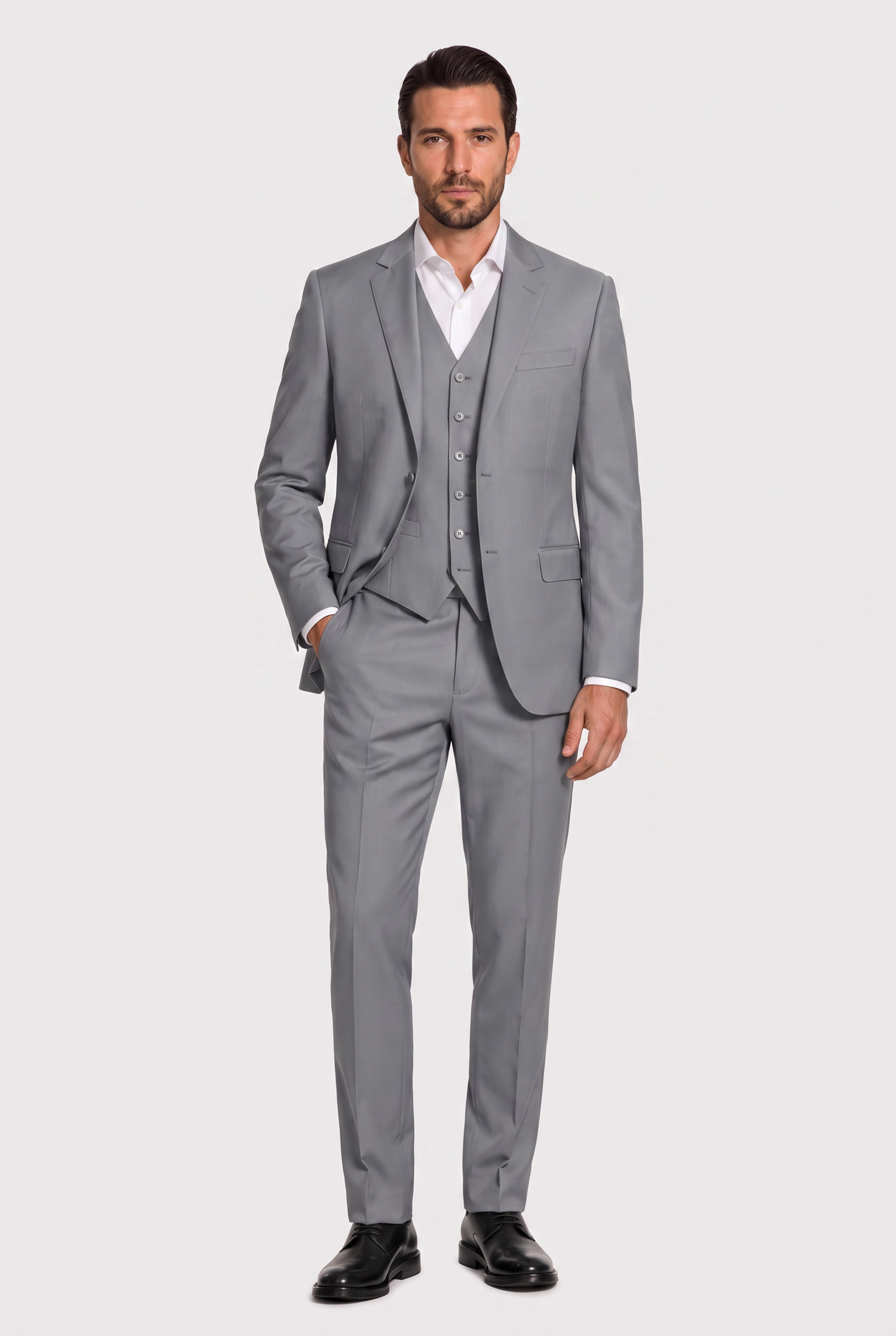 Terno Slim Italiano Poliviscose Cinza Aço