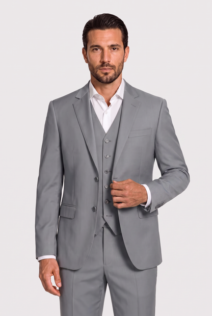 Terno Slim Italiano Poliviscose Cinza Aço