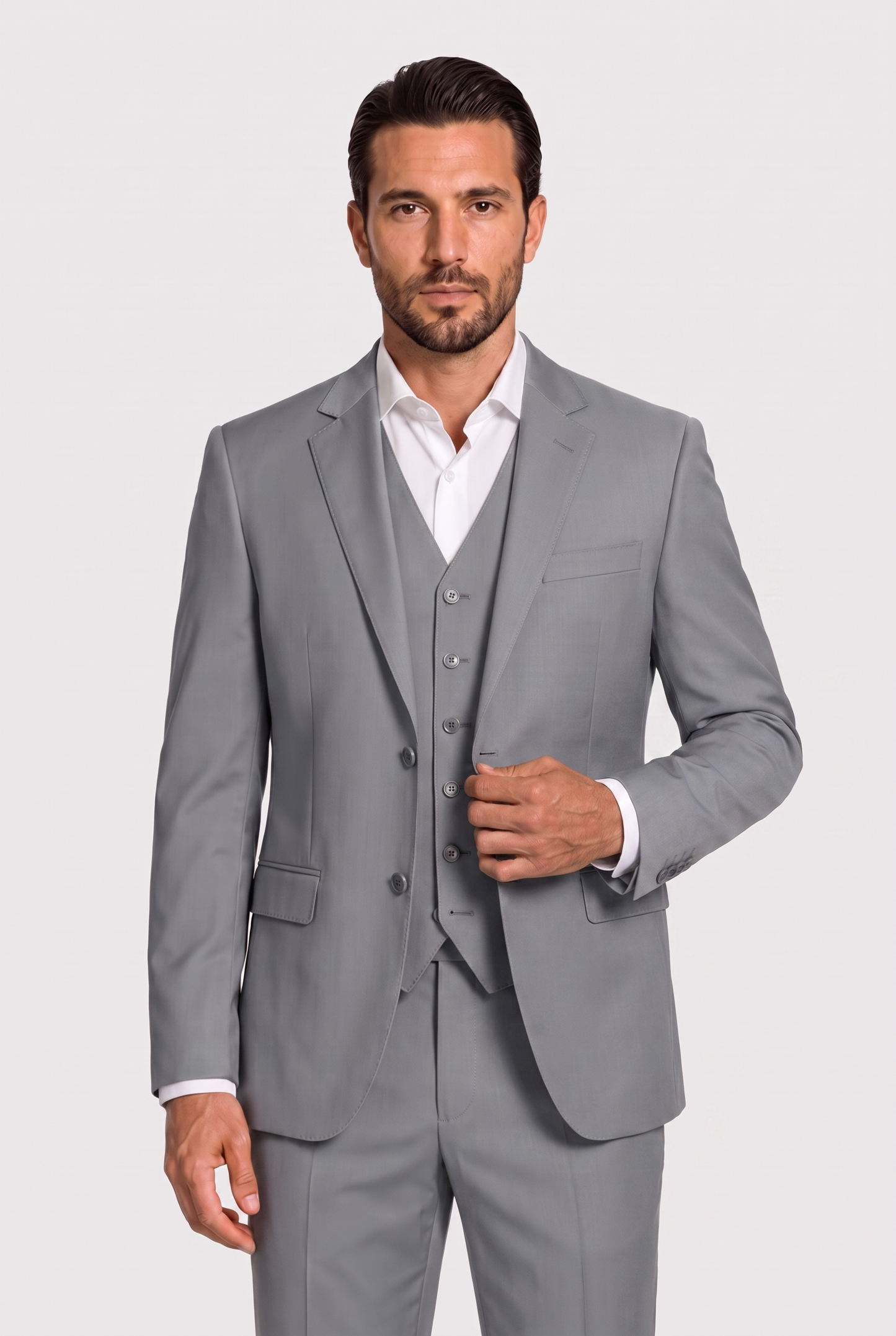 Calça Slim Poliviscose Cinza Aço - detalhe