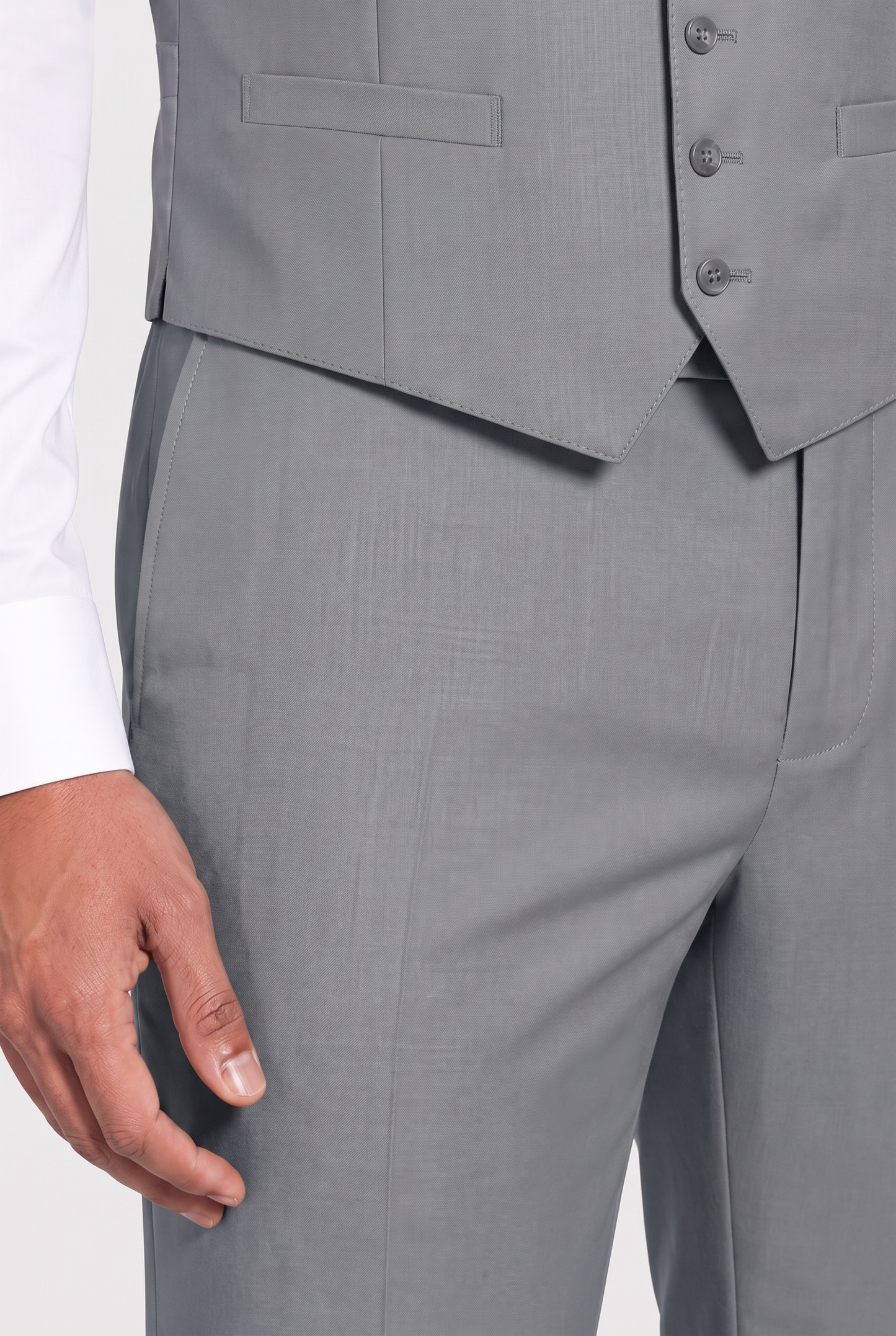 Calça Slim Poliviscose Cinza Aço - caimento