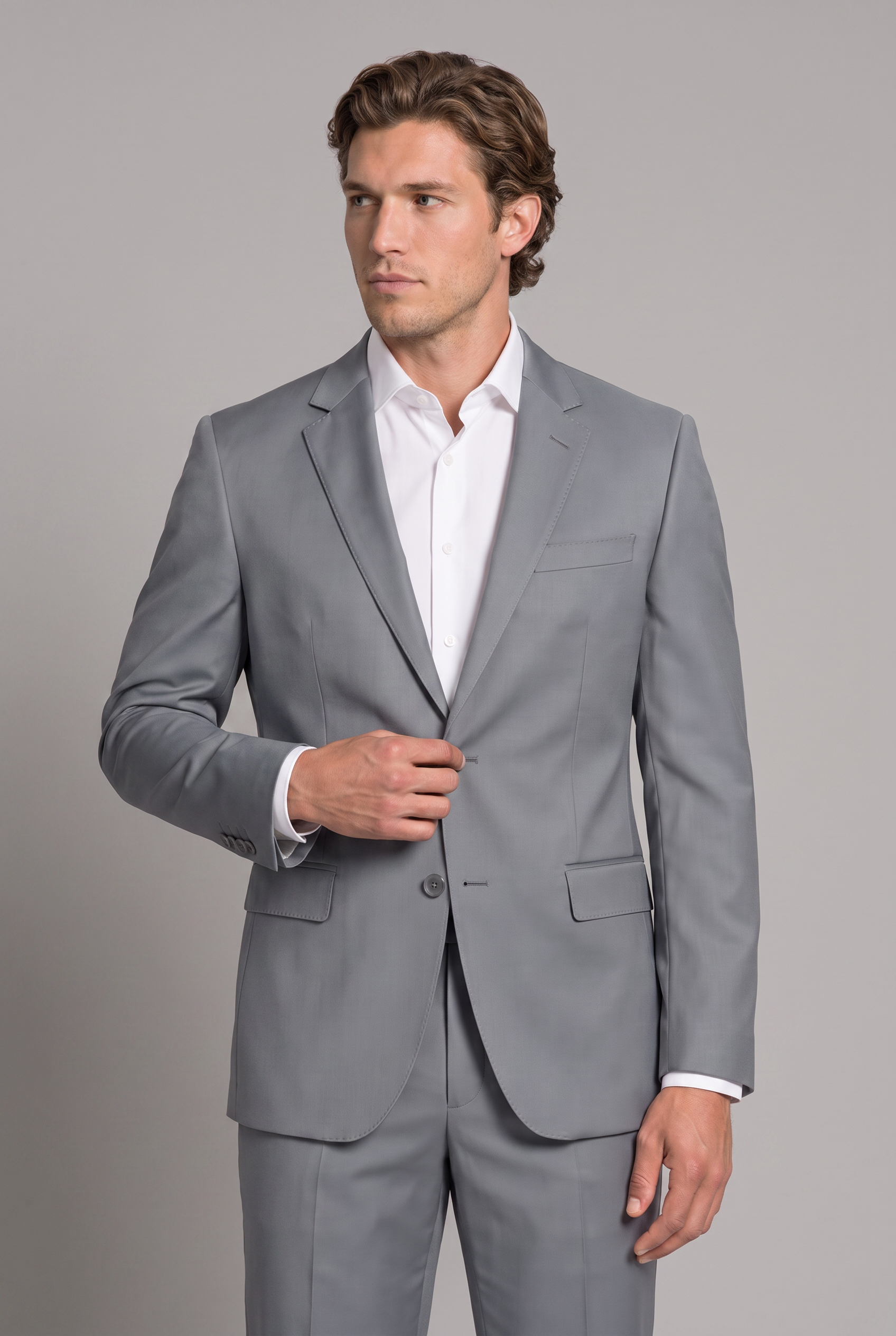 Costume Slim Italiano Poliviscose Cinza Aço