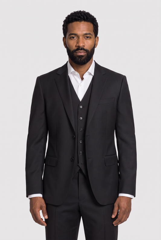 Terno Slim Italiano Lã Fria Preto