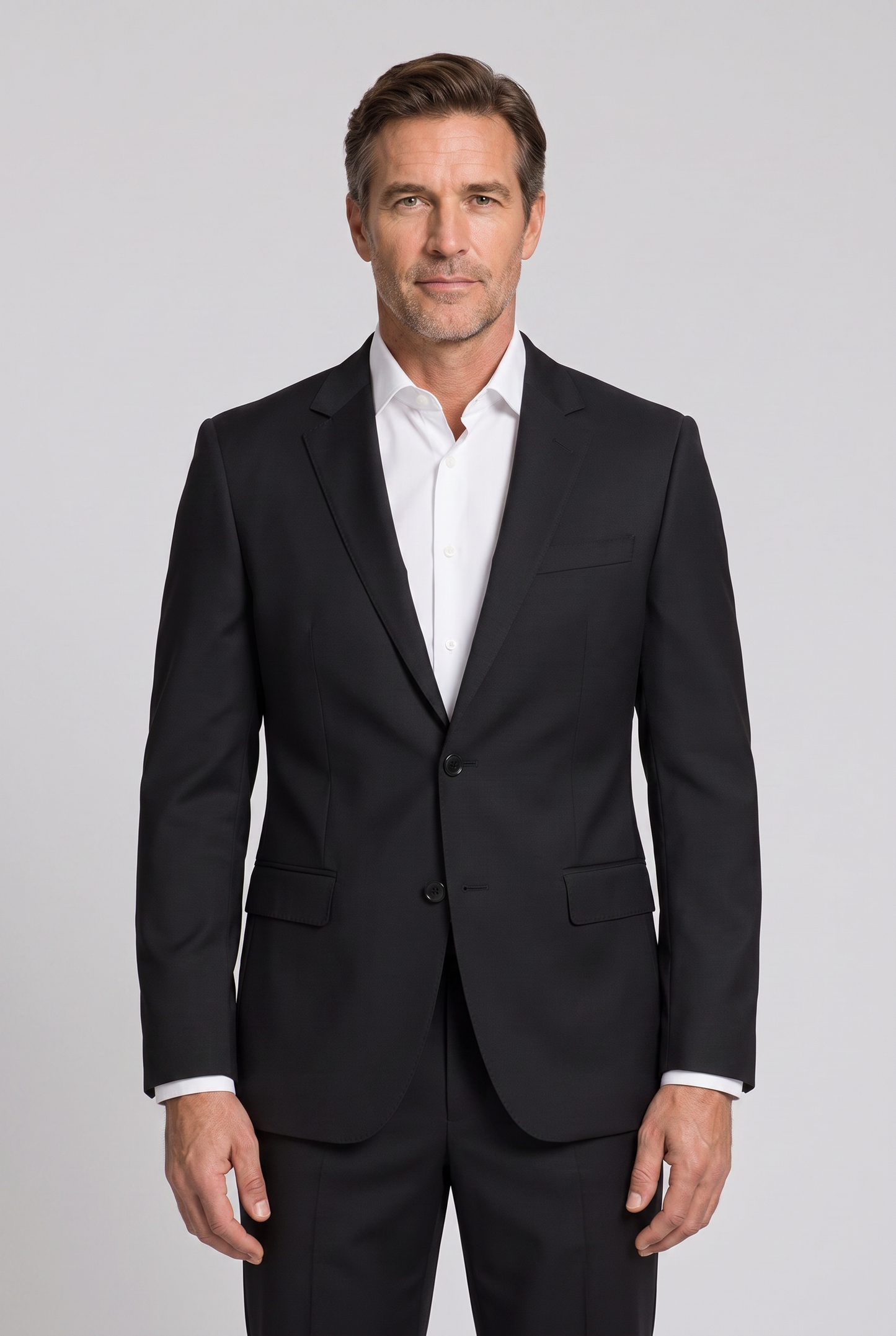 Costume Slim Italiano Lã Fria Preto