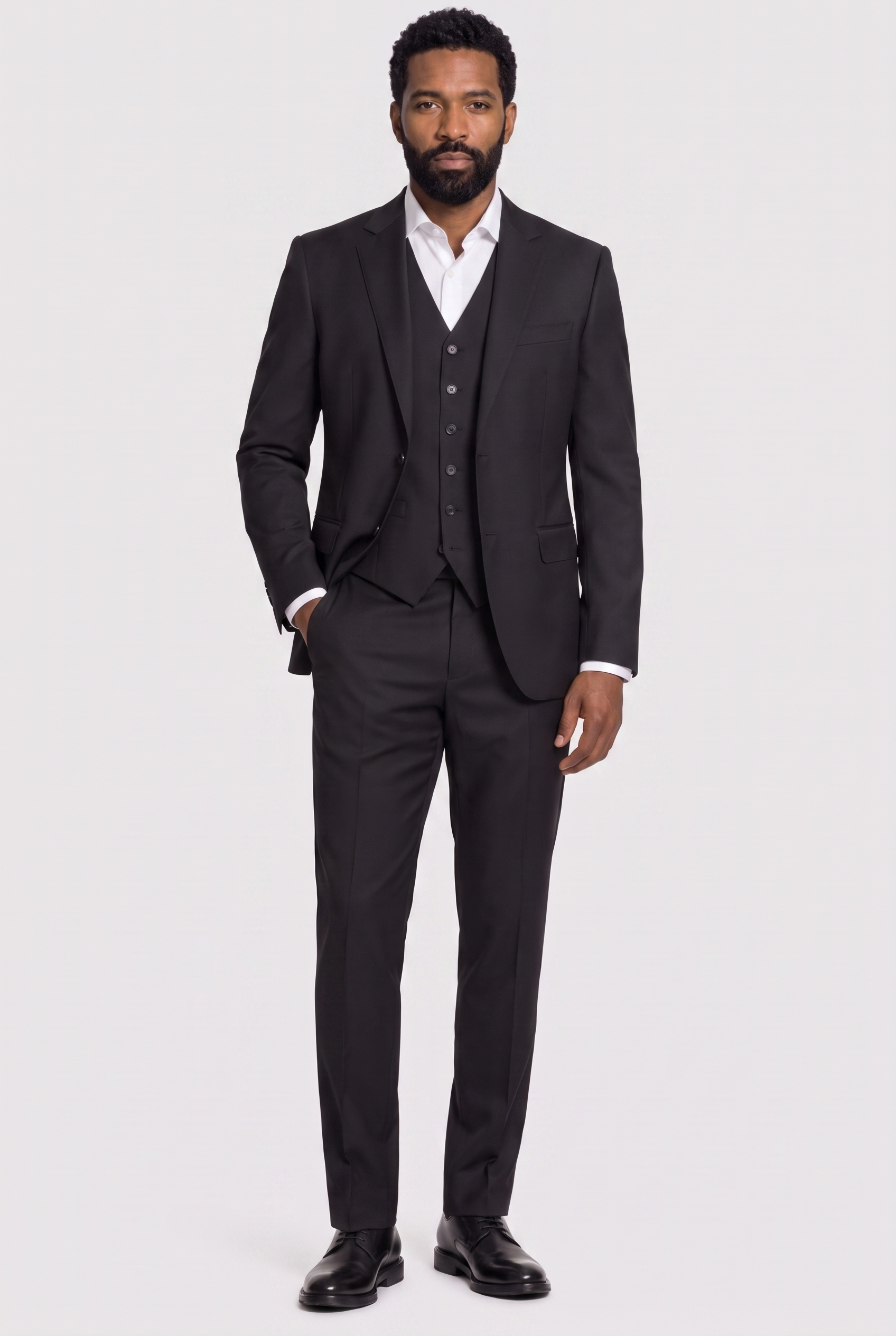 Terno Slim Italiano Lã Fria Preto