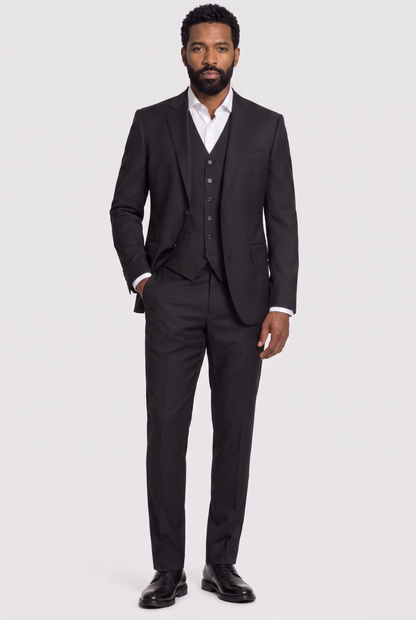 Terno Slim Italiano Lã Fria Preto