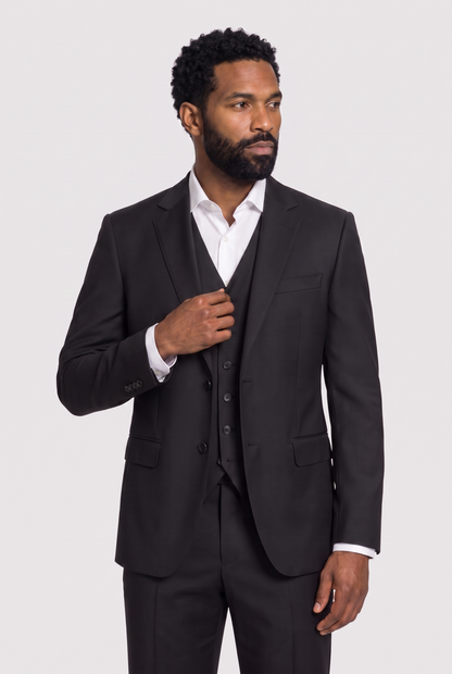 Terno Slim Italiano Lã Fria Preto