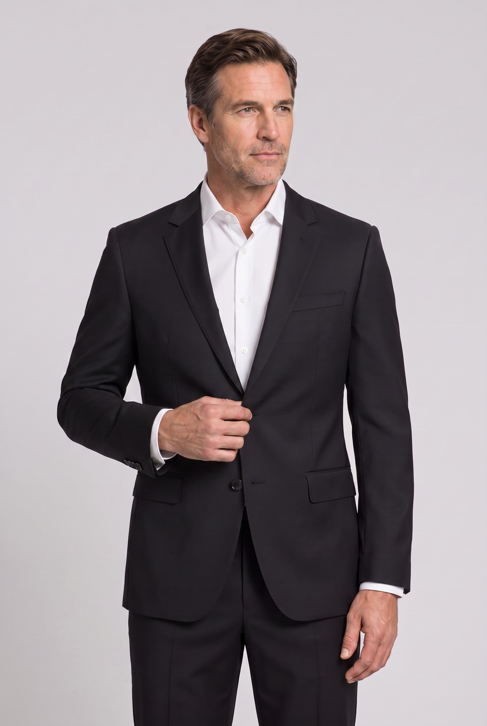 Costume Slim Italiano Lã Fria Preto