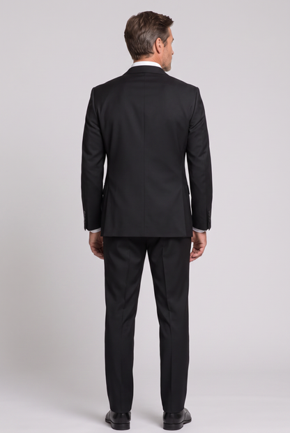 Costume Slim Italiano Lã Fria Preto - detalhe