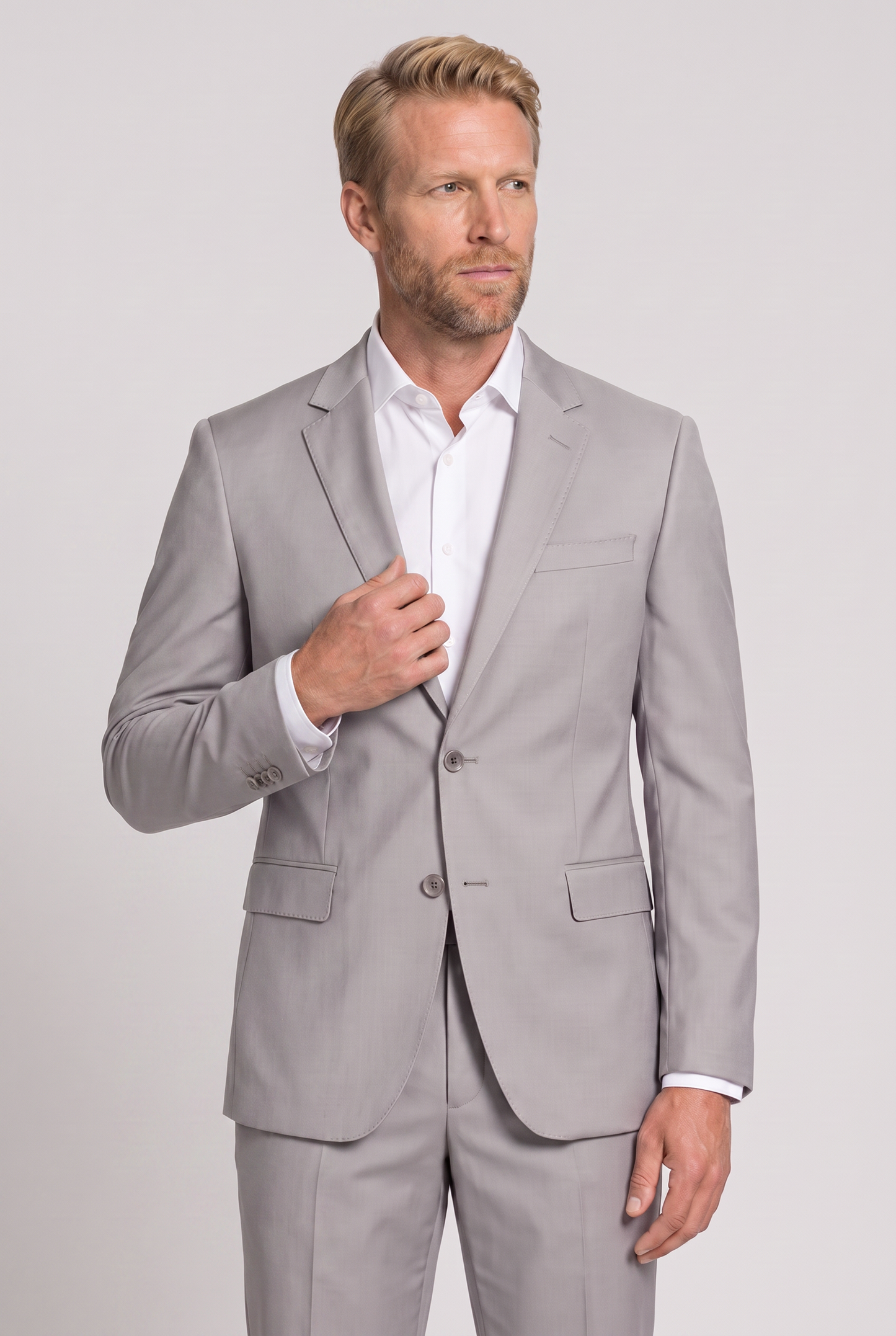 Costume Slim Italiano Lã Fria Cinza Claro
